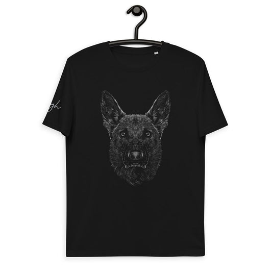 Bio Baumwoll T-Shirt mit Deutschem Schäferhund Motiv, Öko Mode für Hundefans - bullogh#