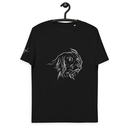 Bio Baumwoll T-Shirt mit Münsterländer Motiv, Nachhaltig Shoppen für Hundefreunde - bullogh#