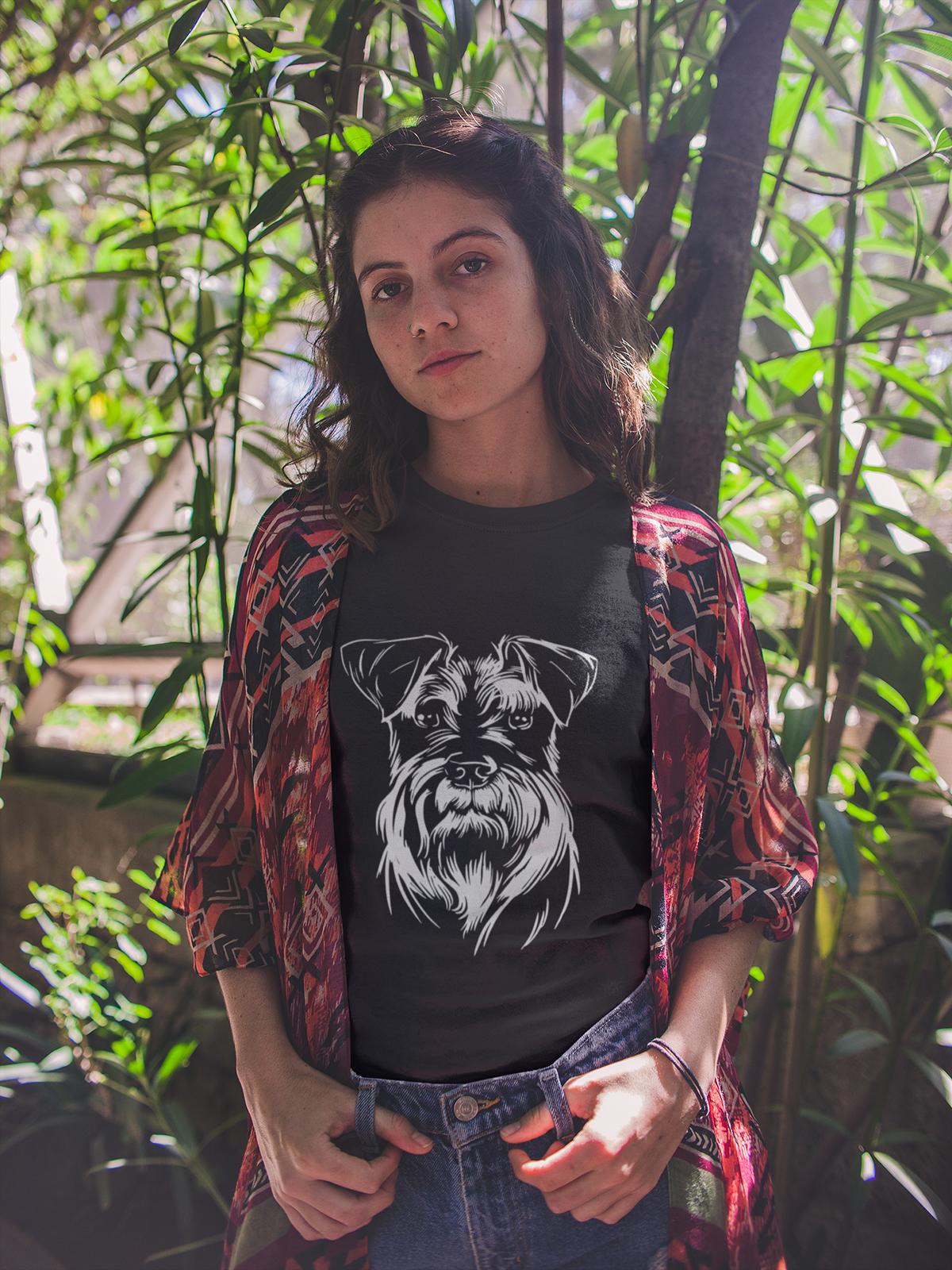 Bio Baumwoll T-Shirt mit Schnauzer Motiv, Nachhaltige Mode für Fans dieser toller Rasse - bullogh#