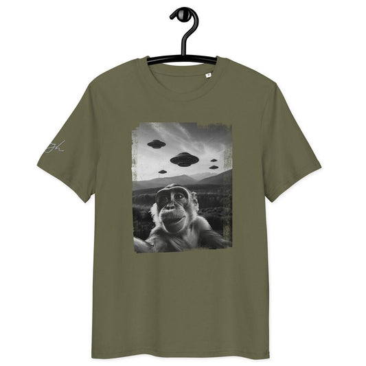 Bio Baumwoll T-Shirt – UFO Affe im Space Design für Sci - Fi und Alien - Fans - bullogh#