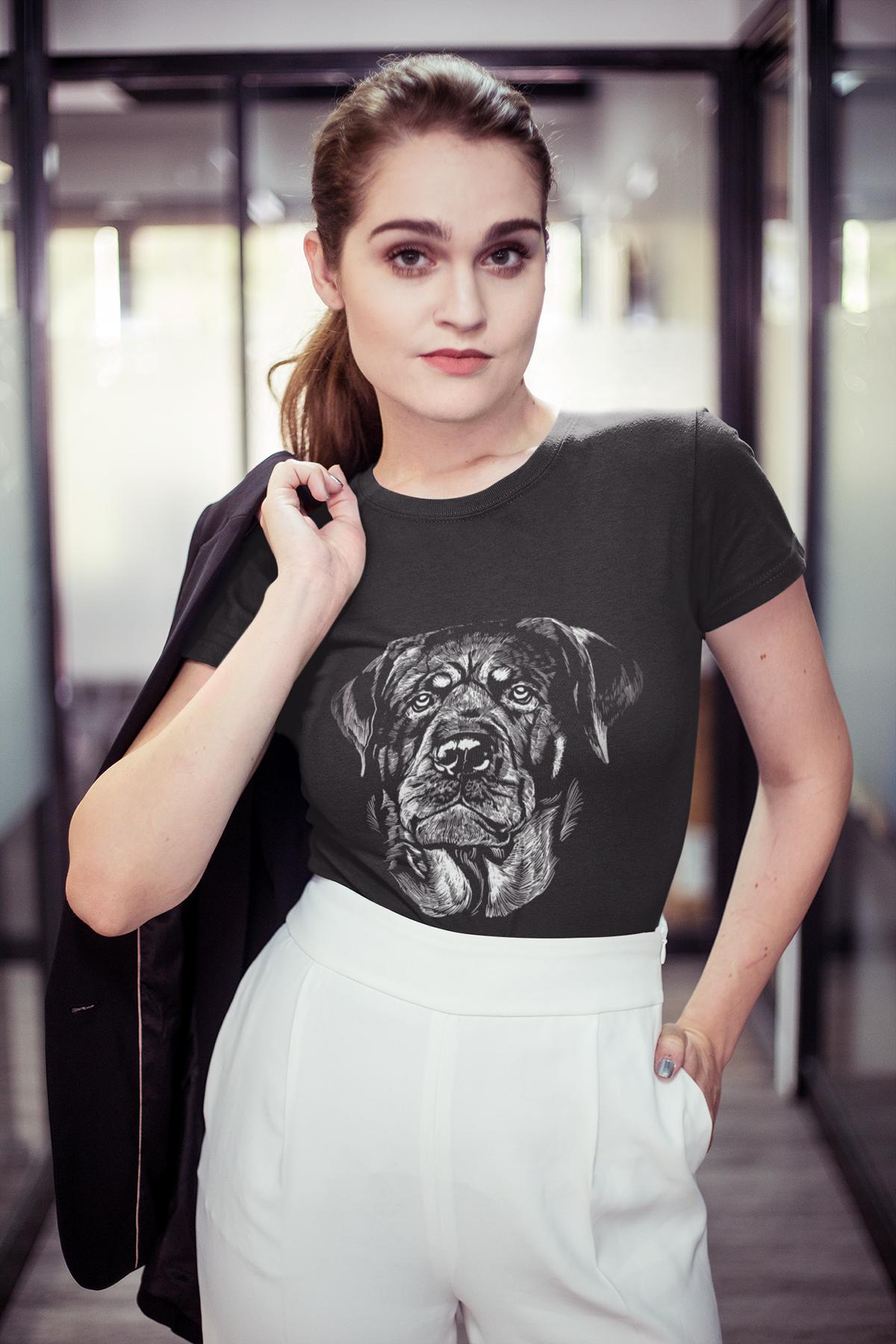 Bio Baumwoll T-Shirt mit Rottweiler Motiv, Nachhaltige Mode, Hundefans