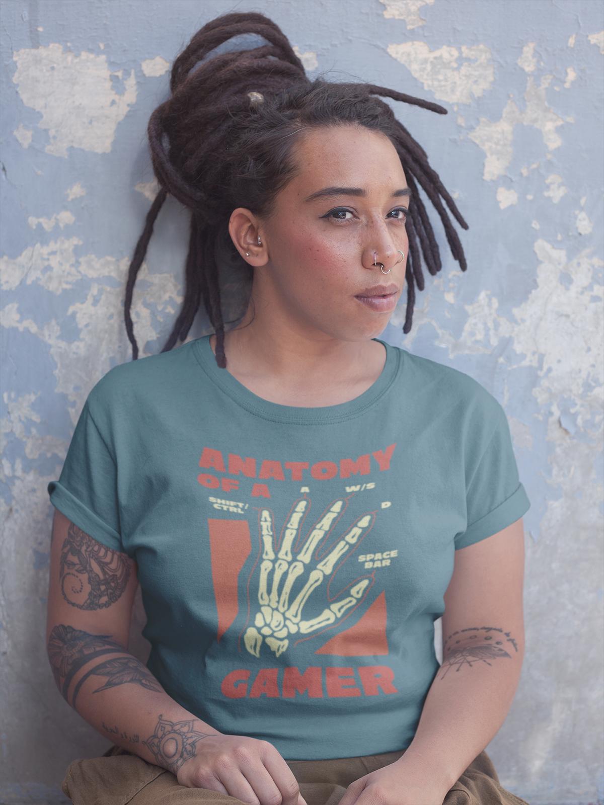 Anatomy of a Gamer – Bio-T-Shirt mit Skelett-Hand im Gamer-Style