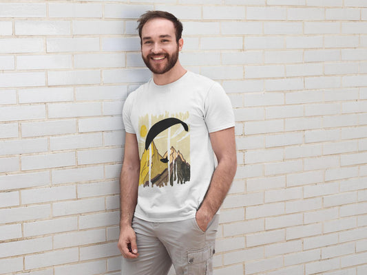Eco - Friendly T-Shirt mit Gleitschirm Design - Yellow Paraglider für Outdoor - Abenteurer - bullogh#