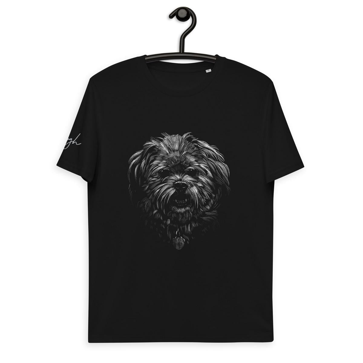 Eleganz in Bio: Shih Tzu Motiv auf Bio Baumwoll T-Shirt, Hunderasse shitzu - bullogh#
