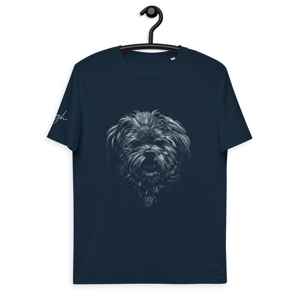Eleganz in Bio: Shih Tzu Motiv auf Bio Baumwoll T-Shirt, Hunderasse shitzu - bullogh#