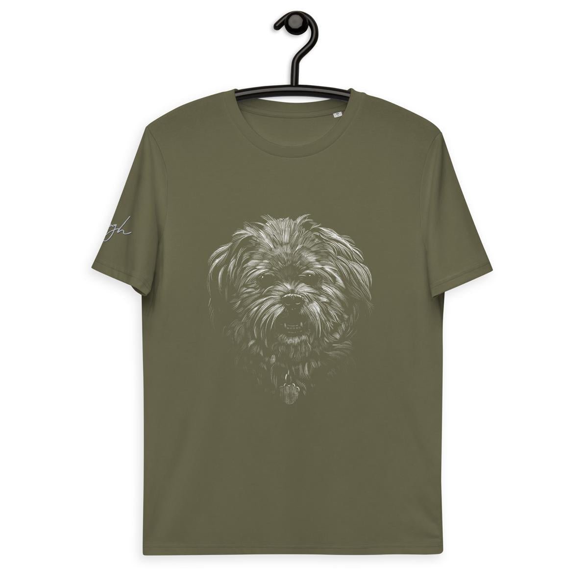 Eleganz in Bio: Shih Tzu Motiv auf Bio Baumwoll T-Shirt, Hunderasse shitzu - bullogh#