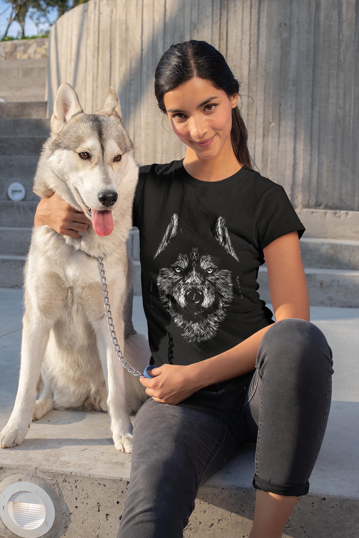 Entdecke die Wildnis: Bio Baumwoll T-Shirt mit Siberian Husky Motiv - bullogh#