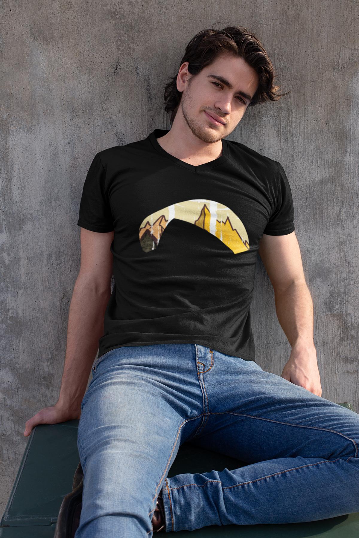 Lustiges Bio T-Shirt für Gleitschirmflieger - Solo Wing Yellow Mountain Design - bullogh#