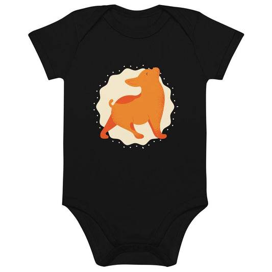 Nachhaltiger Baby Body aus Bio - Baumwolle – Yoga Frenchie Design für kleine Yogis - bullogh#