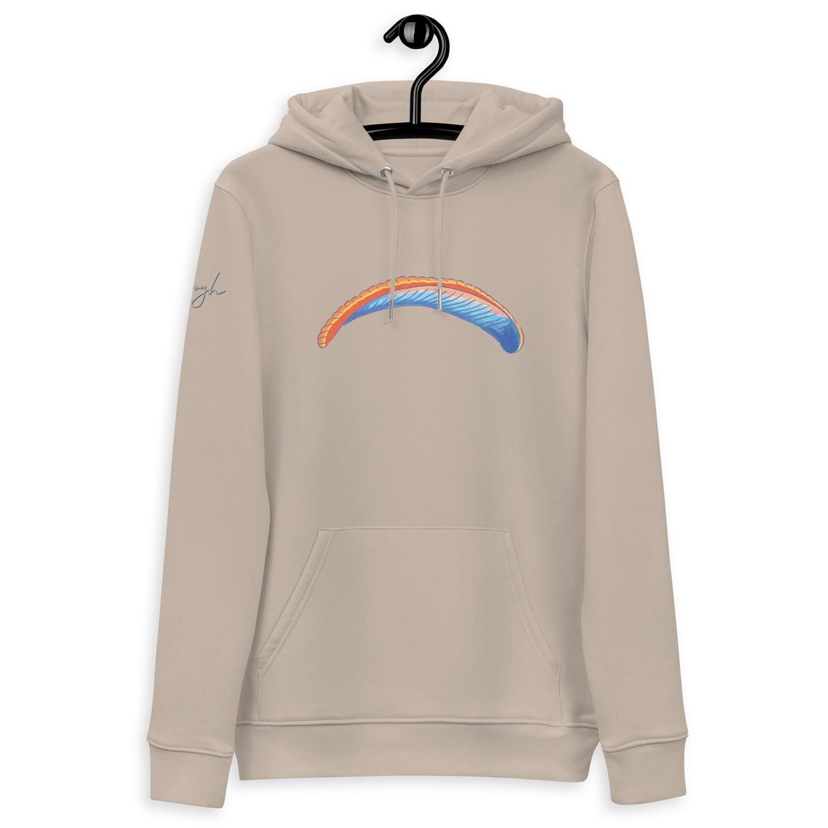 Nachhaltiger Bio - Hoodie Solo Wing Comic mit Paragliding - Print für umweltbewusste Abenteurer - bullogh#