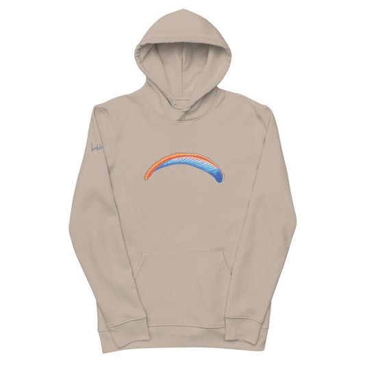 Nachhaltiger Bio - Hoodie Solo Wing Comic mit Paragliding - Print für umweltbewusste Abenteurer - bullogh#