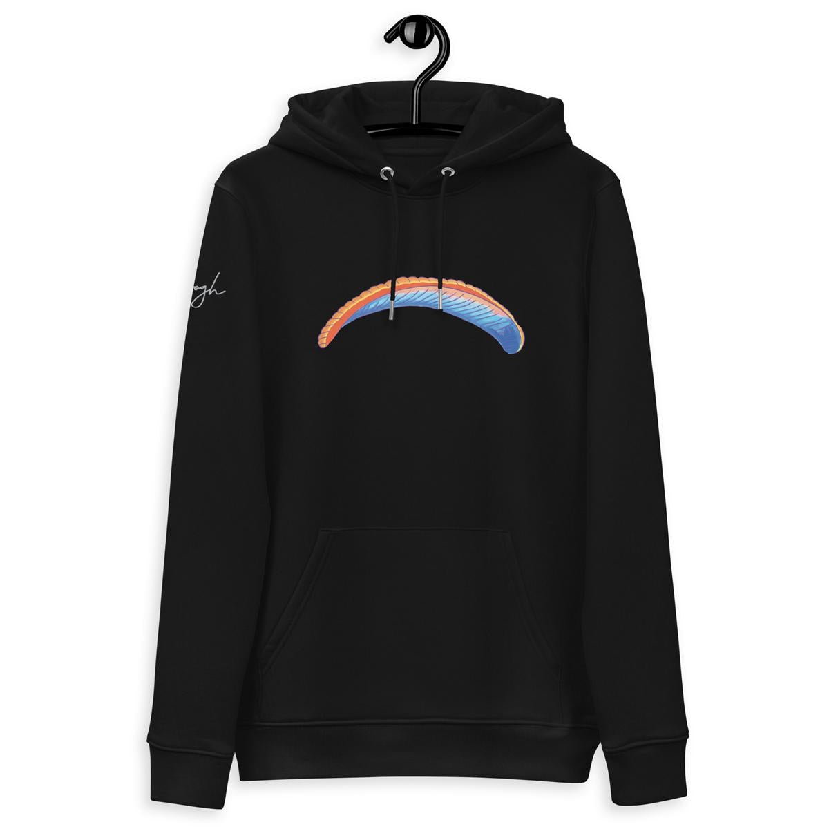 Nachhaltiger Bio - Hoodie Solo Wing Comic mit Paragliding - Print für umweltbewusste Abenteurer - bullogh#