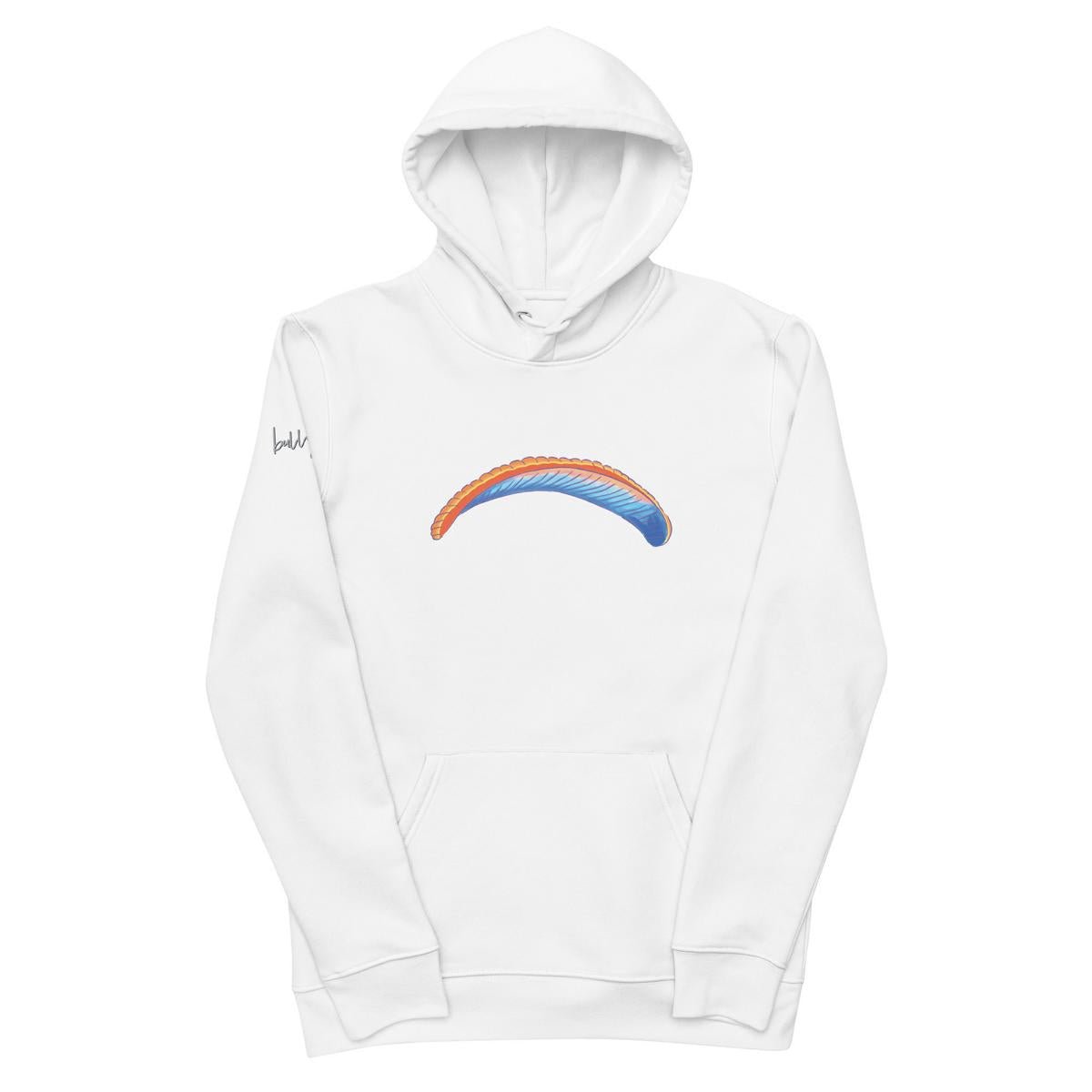 Nachhaltiger Bio - Hoodie Solo Wing Comic mit Paragliding - Print für umweltbewusste Abenteurer - bullogh#
