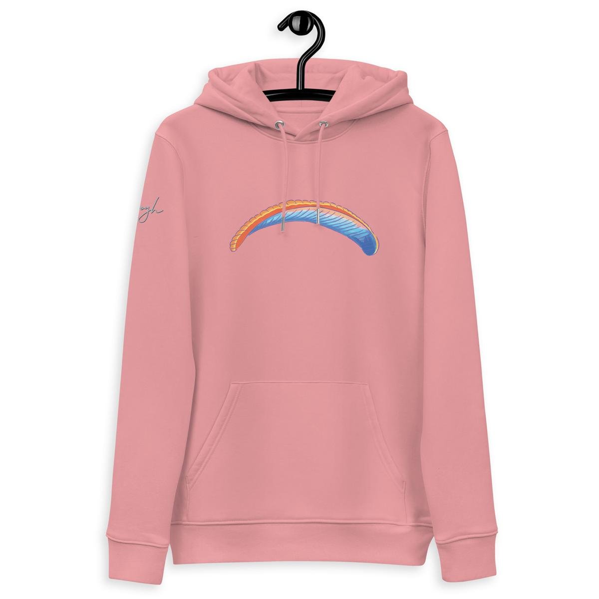 Nachhaltiger Bio - Hoodie Solo Wing Comic mit Paragliding - Print für umweltbewusste Abenteurer - bullogh#
