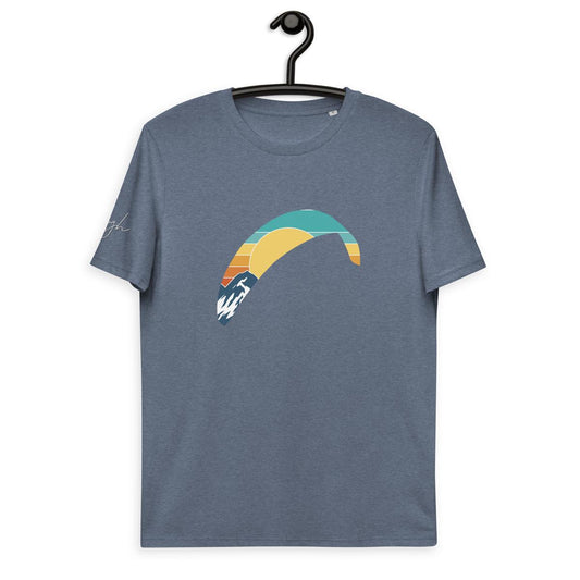Nachhaltiges Paragliding: Bio - Baumwoll - T-Shirt mit Gleitschirm - Design Solo Wing Sunset - bullogh#