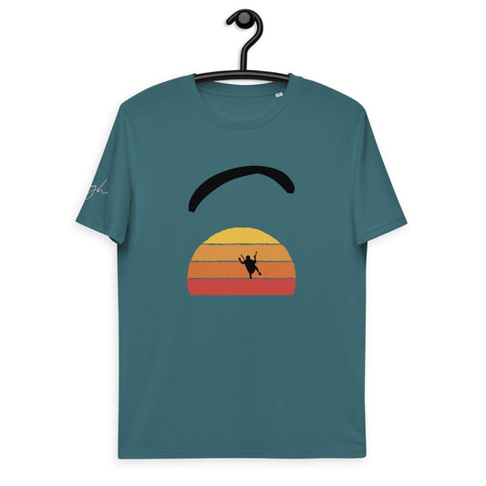 Nachhaltiges Paragliding Shirt - Sunset Fly Design - Hochwertige Bio Baumwolle für Outdoor - Liebhaber - bullogh#