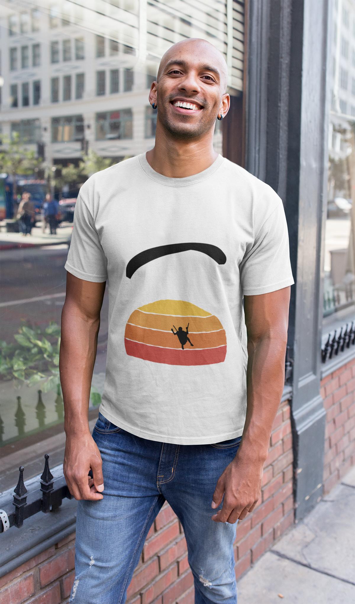 Nachhaltiges Paragliding Shirt - Sunset Fly Design - Hochwertige Bio Baumwolle für Outdoor - Liebhaber - bullogh#