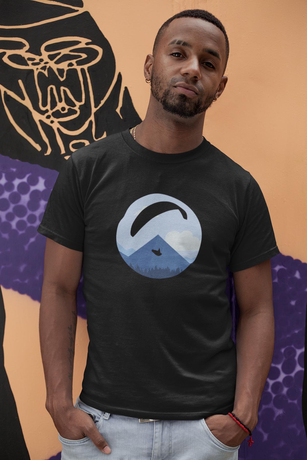 Öko T-Shirt aus Bio Baumwolle - Blue Paraglider Design für Gleitschirmflüge - bullogh#
