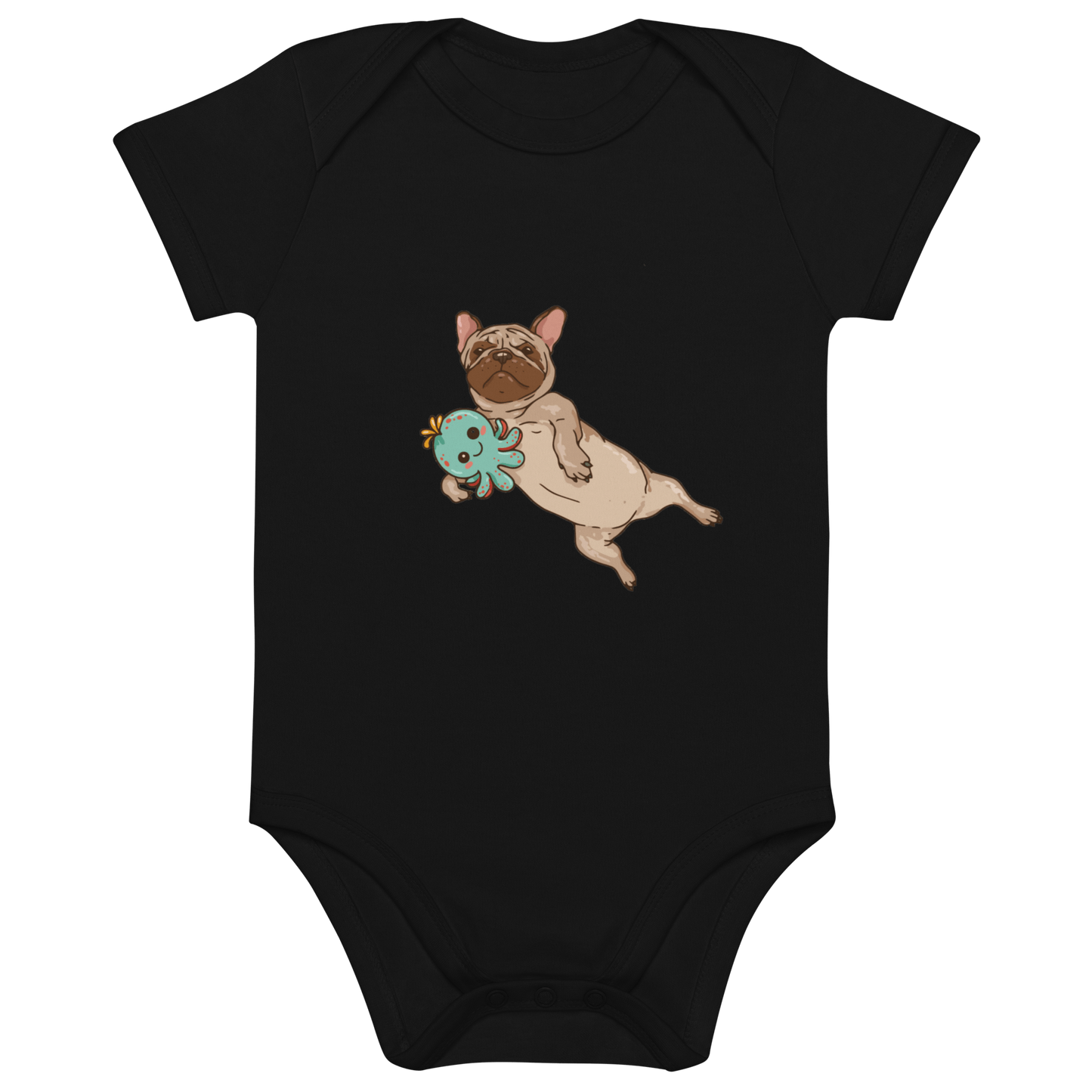 Süße Bio - Freude: Entdecke unseren Bio Baumwoll Baby Body mit bezauberndem Frenchie Comic Design! - bullogh#