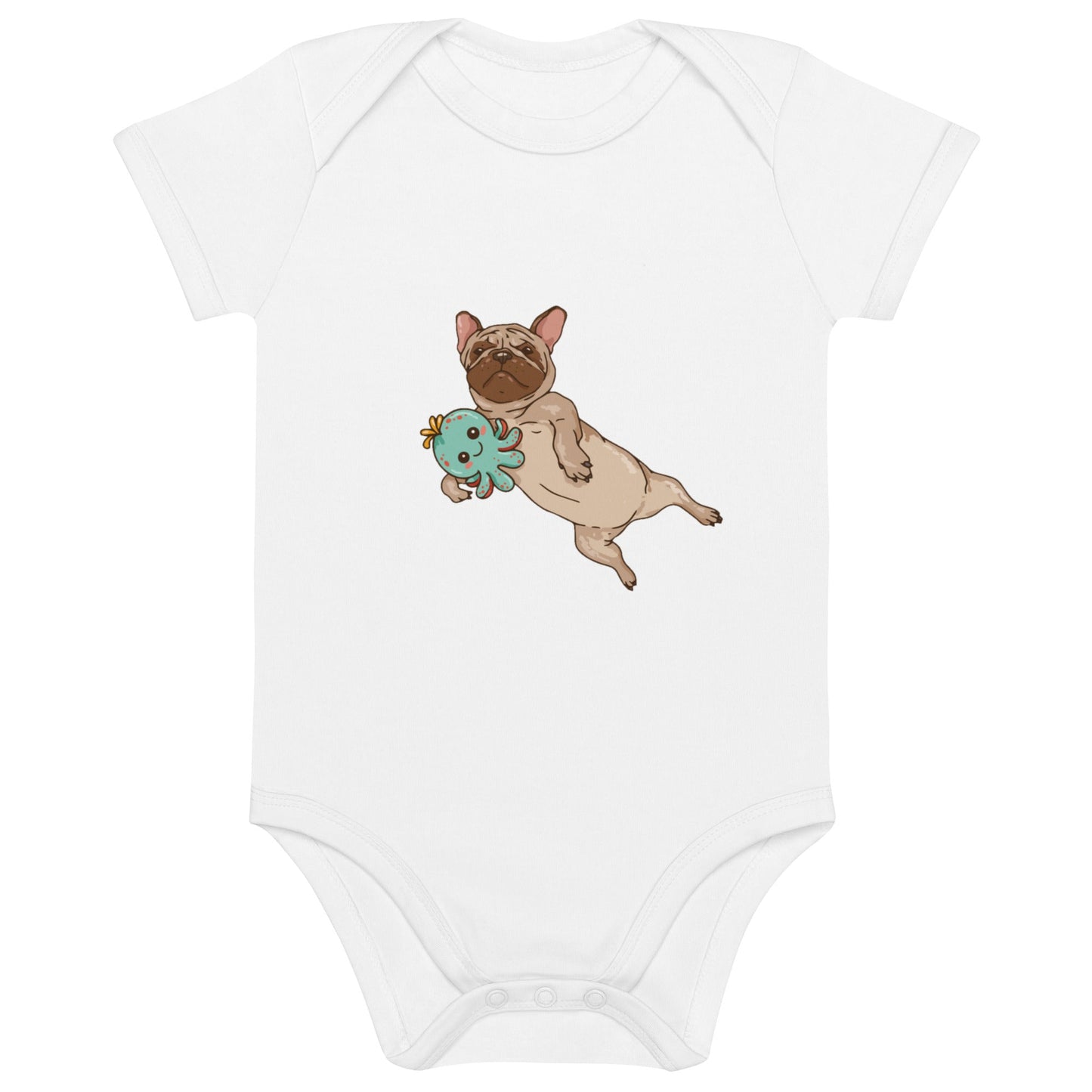 Süße Bio - Freude: Entdecke unseren Bio Baumwoll Baby Body mit bezauberndem Frenchie Comic Design! - bullogh#