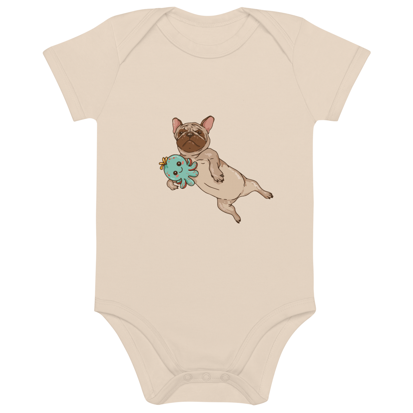 Süße Bio - Freude: Entdecke unseren Bio Baumwoll Baby Body mit bezauberndem Frenchie Comic Design! - bullogh#