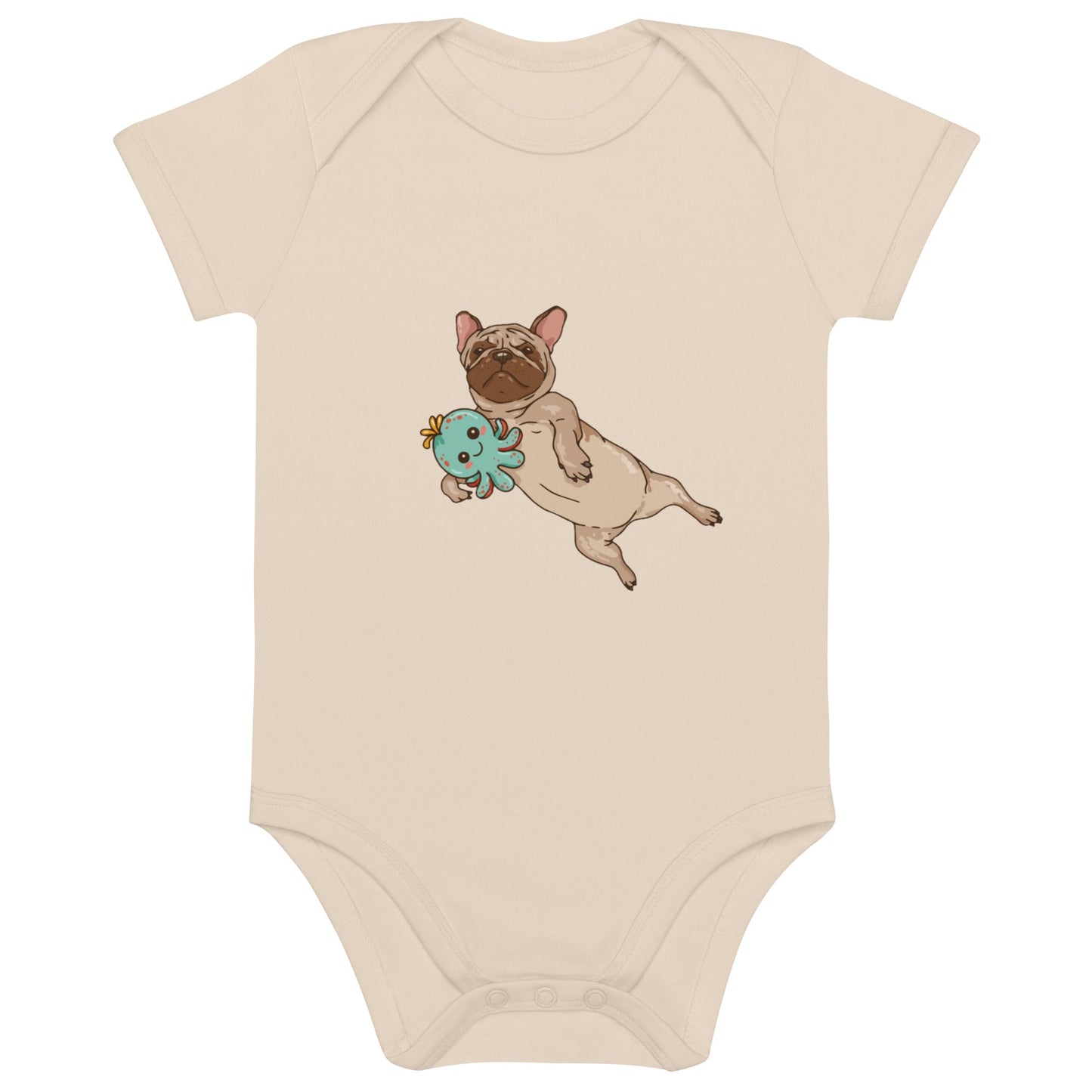 Süße Bio - Freude: Entdecke unseren Bio Baumwoll Baby Body mit bezauberndem Frenchie Comic Design! - bullogh#
