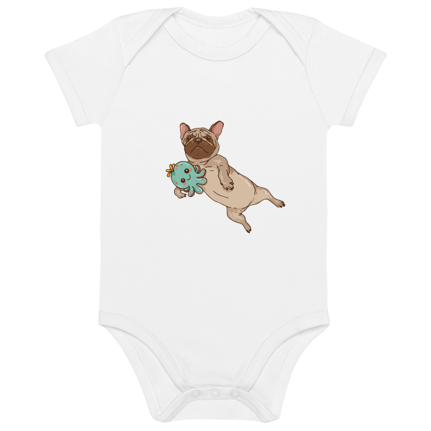 Süße Bio - Freude: Entdecke unseren Bio Baumwoll Baby Body mit bezauberndem Frenchie Comic Design! - bullogh#