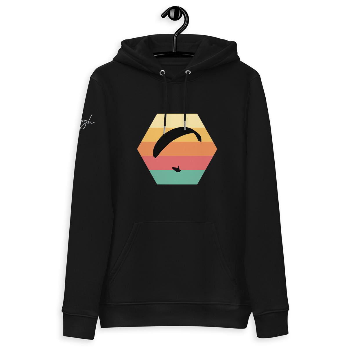 Nachhaltiger Bio-Baumwoll-Hoodie Paragliding Hexagon v2 für Gleitschirm-Fans