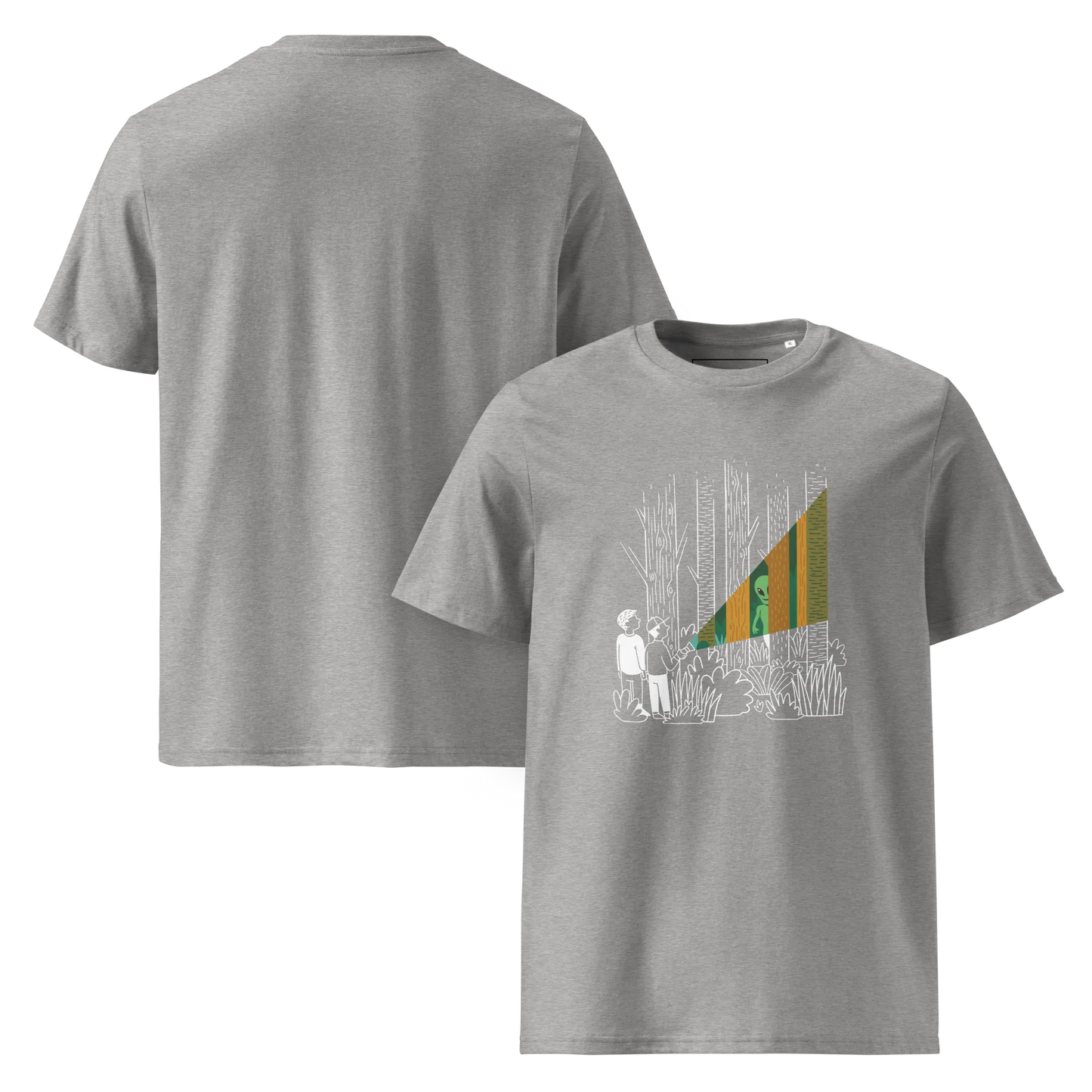 Alien im Wald – T-Shirt aus Bio Baumwolle