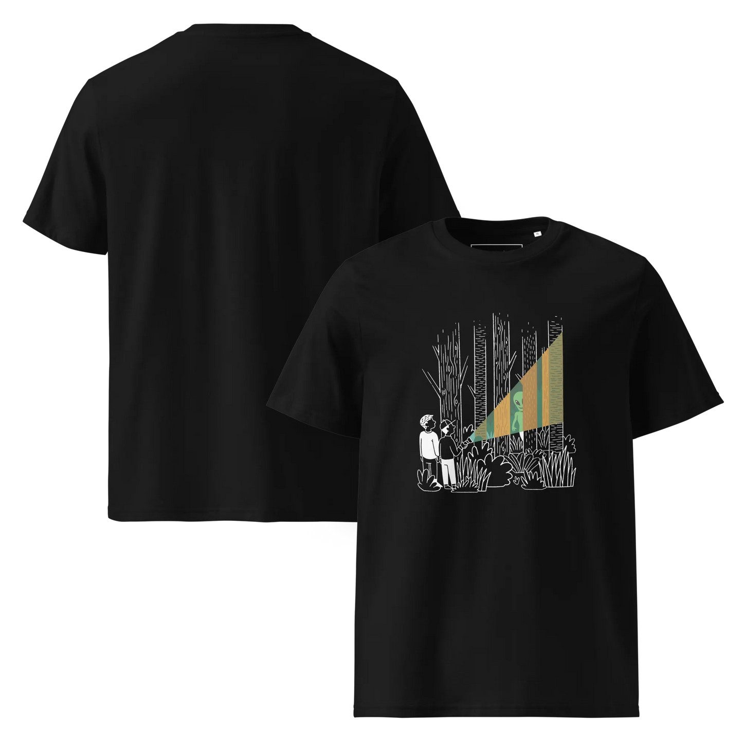 Alien im Wald – T-Shirt aus Bio Baumwolle
