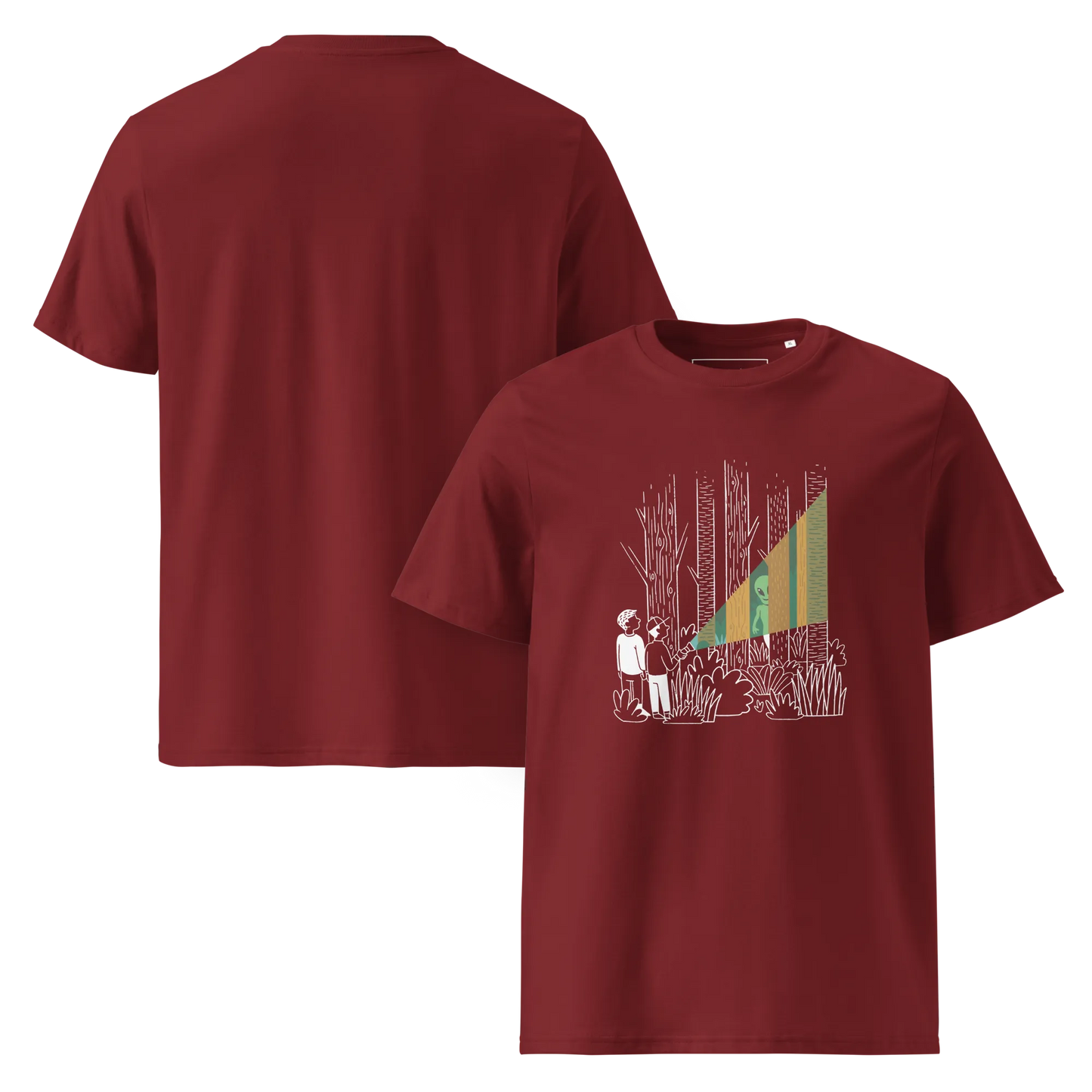 Alien im Wald – T-Shirt aus Bio Baumwolle