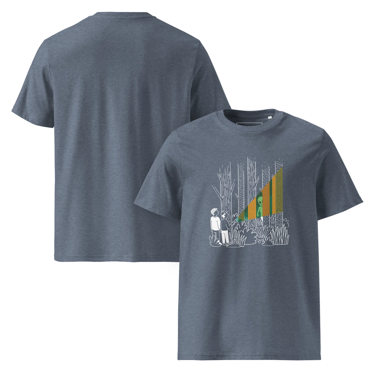 Alien im Wald – T-Shirt aus Bio Baumwolle