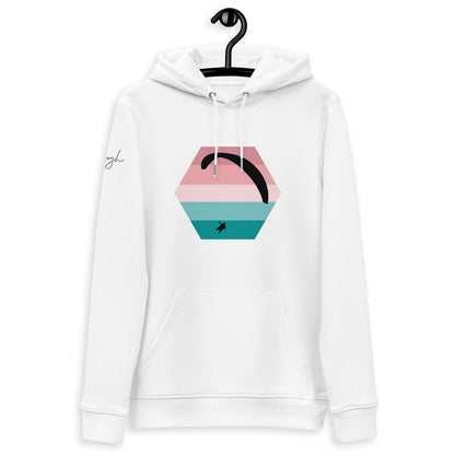 Bio - Baumwoll - Hoodie Paragliding Hexagon v3 – Nachhaltiger Hoodie mit Paragliding - Print aus recyceltem Polyester - bullogh#