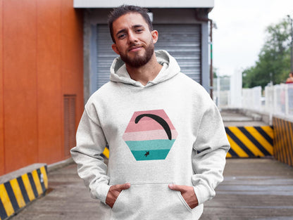 Bio - Baumwoll - Hoodie Paragliding Hexagon v3 – Nachhaltiger Hoodie mit Paragliding - Print aus recyceltem Polyester - bullogh#