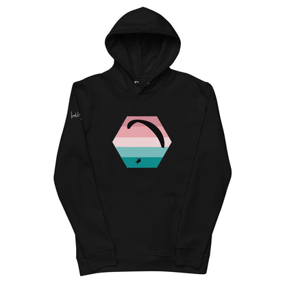 Bio - Baumwoll - Hoodie Paragliding Hexagon v3 – Nachhaltiger Hoodie mit Paragliding - Print aus recyceltem Polyester - bullogh#