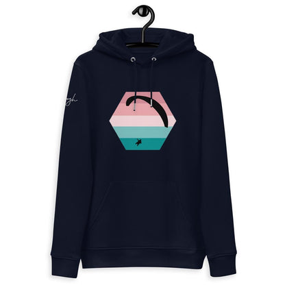 Bio - Baumwoll - Hoodie Paragliding Hexagon v3 – Nachhaltiger Hoodie mit Paragliding - Print aus recyceltem Polyester - bullogh#