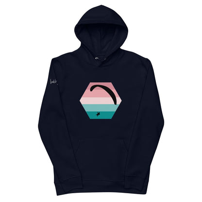 Bio - Baumwoll - Hoodie Paragliding Hexagon v3 – Nachhaltiger Hoodie mit Paragliding - Print aus recyceltem Polyester - bullogh#