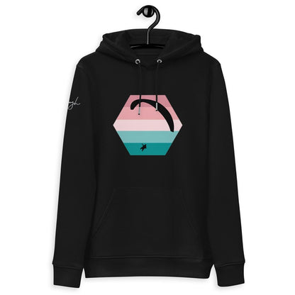 Bio - Baumwoll - Hoodie Paragliding Hexagon v3 – Nachhaltiger Hoodie mit Paragliding - Print aus recyceltem Polyester - bullogh#