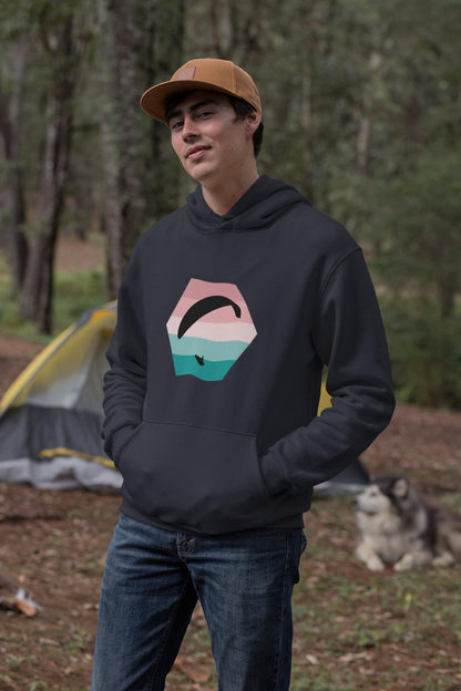 Bio - Baumwoll - Hoodie Paragliding Hexagon v4 für umweltbewusste Gleitschirm - Piloten - bullogh#