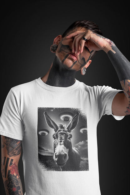 Bio Baumwoll T-Shirt – Esel und Raumschiff Artwork für kreative Köpfe - bullogh#