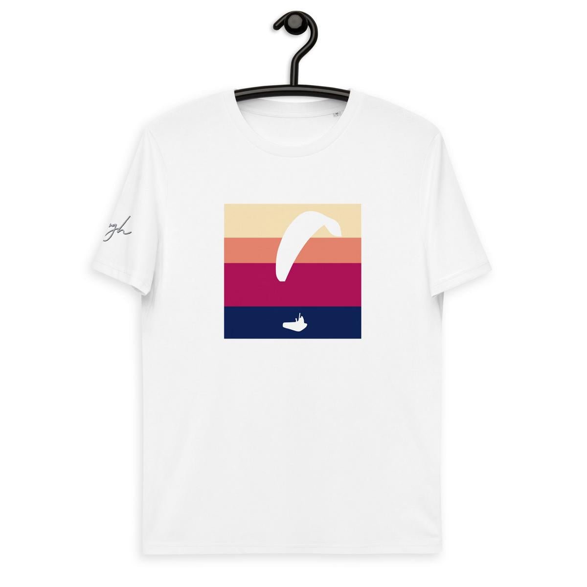 Bio Baumwoll T-Shirt für Gleitschirmflieger - White Paraglider Design - Stilvoll und ökologisch - bullogh#