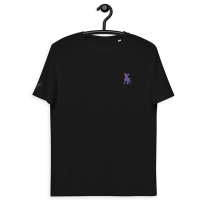 Bio Baumwoll T-Shirt Schwarz mit Französischer Bulldogge Gestickt V1 - Nachhaltige Mode für Hundeliebhaber - bullogh#