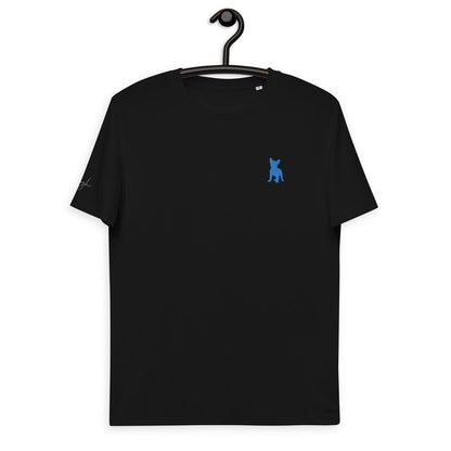 Bio Baumwoll T-Shirt Schwarz mit Französischer Bulldogge Gestickt V1 - Nachhaltige Mode für Hundeliebhaber - bullogh#