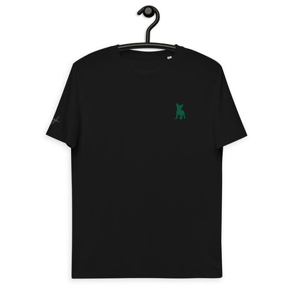 Bio Baumwoll T-Shirt Schwarz mit Französischer Bulldogge Gestickt V1 - Nachhaltige Mode für Hundeliebhaber - bullogh#