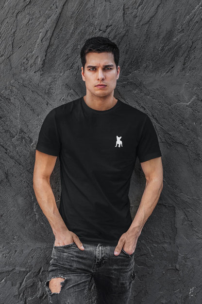 Bio Baumwoll T-Shirt Schwarz mit Französischer Bulldogge Gestickt V1 - Nachhaltige Mode für Hundeliebhaber - bullogh#