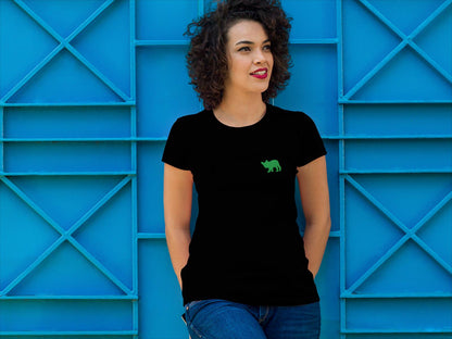 Bio Baumwoll T-Shirts Schwarz mit Französischer Bulldogge und Stick V5 - Nachhaltig und Trendig - bullogh#