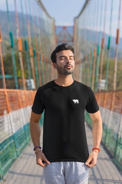 Bio Baumwoll T-Shirts Schwarz mit Französischer Bulldogge und Stick V5 - Nachhaltig und Trendig - bullogh#