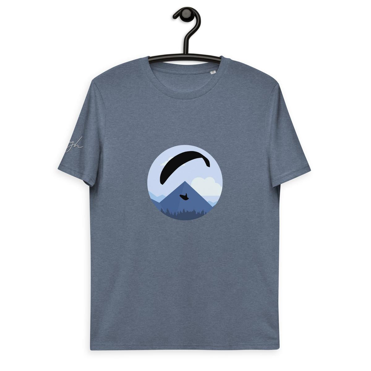 Öko T-Shirt aus Bio Baumwolle - Blue Paraglider Design für Gleitschirmflüge