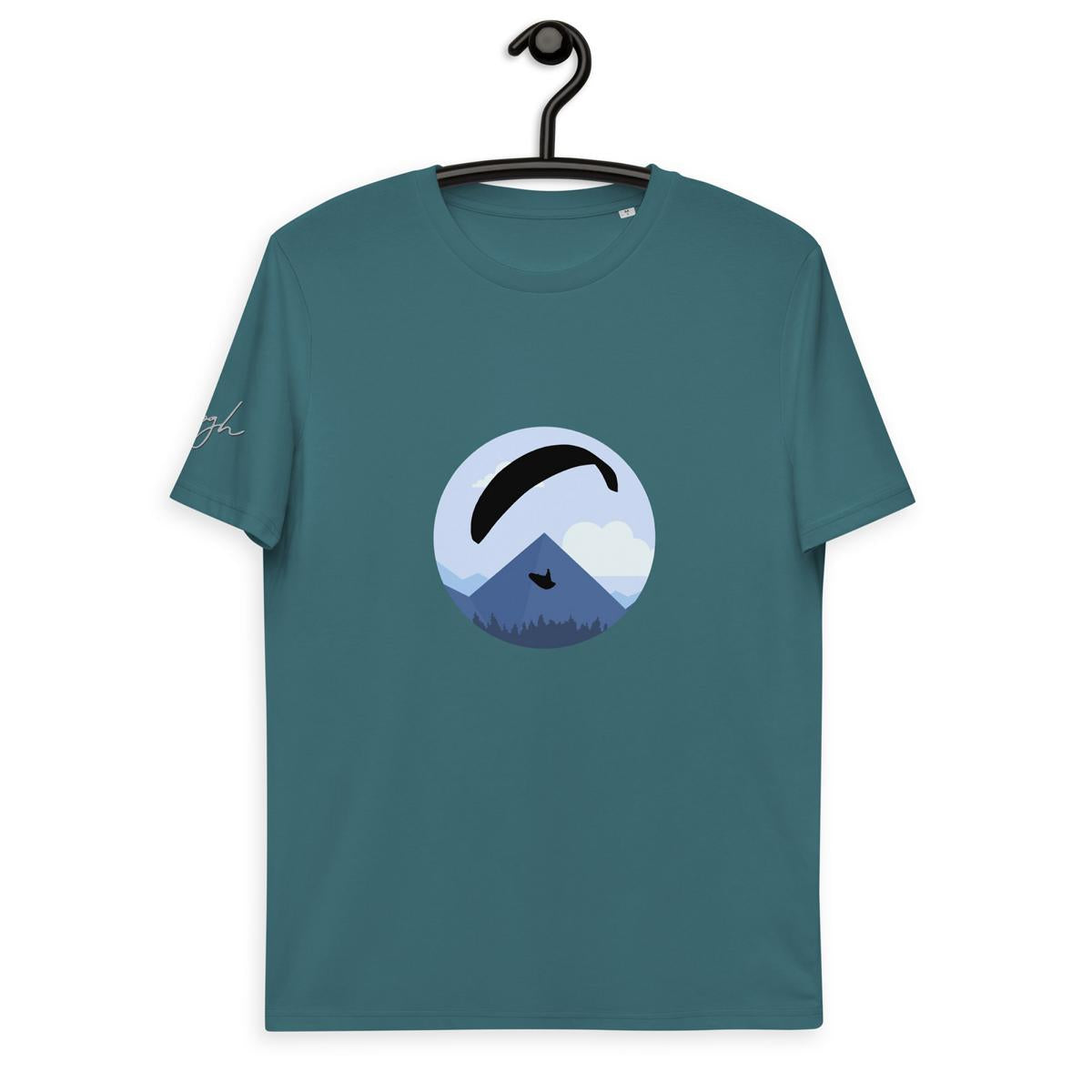 Öko T-Shirt aus Bio Baumwolle - Blue Paraglider Design für Gleitschirmflüge