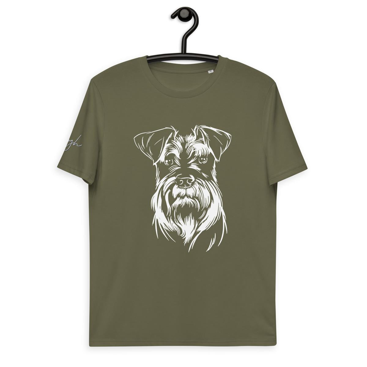 Bio Baumwoll T-Shirt mit Schnauzer Motiv, Nachhaltige Mode für Fans dieser toller Rasse